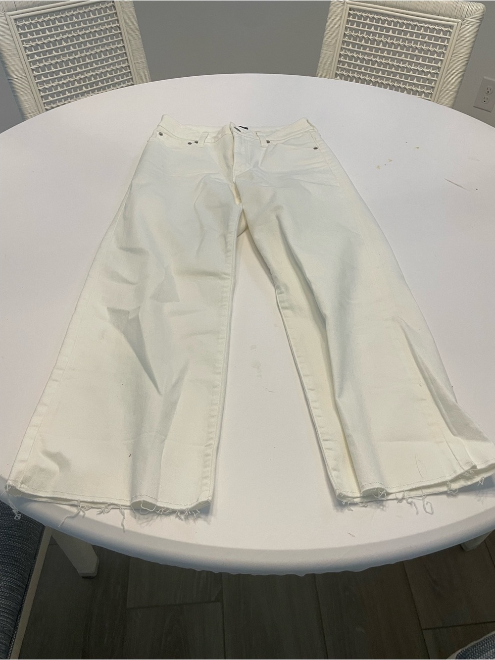 J. Crew Cream Wide-Leg Raw Hem Jeans